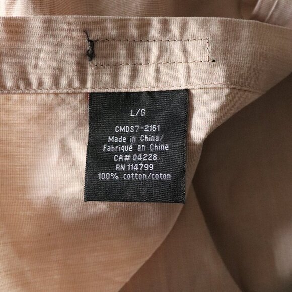 Coupe Men's Large Tan Collared Button Down Pocket Casual Long Sleeve Dress Shirt - Picture 13 of 13